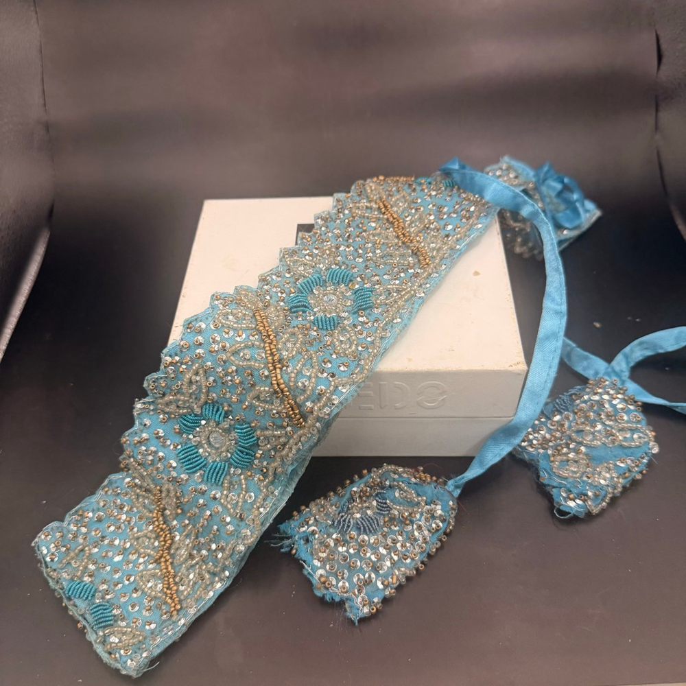 Women's Unbranded Blue Gold Beaded Belt One Size
